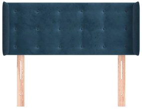 Cabeceira de cama c/ abas veludo 93x16x78/88 cm azul-escuro