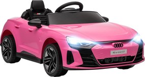 HOMCOM Carro Elétrico Infantil Rosa 12V 103x58x41 cm AUDI RS E-Tron GT com 2 Motores Faróis LED Buzina Música USB 3-5km/h | Aosom Portugal