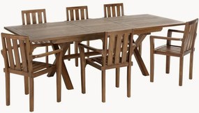 Conjunto de jantar para jardim em madeira de teca Maeva, conjunto de 7