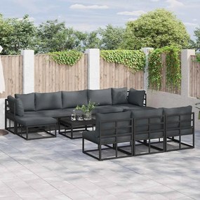 vidaXL Conjunto de Sofá de Jardim 10 pcs Preto 353 x 141,5 x 71 cm