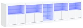 vidaXL Aparador com luzes LED 283x37x67 cm branco