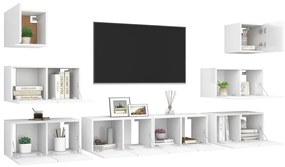 8 pcs conjunto de móveis de TV derivados de madeira branco
