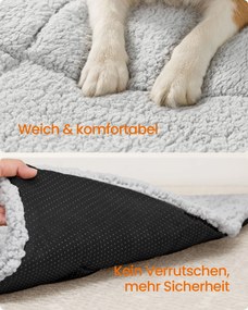 Manta para cães XL 105 x 70 cm, lavável na máquina, cinzento claro