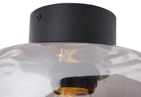 Candeeiro de tecto de design preto com vidro fumê - Qara Design