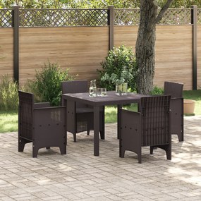 vidaXL Conjunto de Jantar de 5 Peças Castanho Rattan Poly