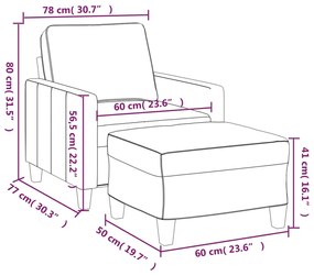 Poltrona com apoio de pés 60 cm tecido cor creme