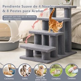 Escada para gatos Árvore de escalada Árvore de escalada Centro de actividades para gatos Mobiliário para subir para a cama 41 x 60,5 x 60,5 cm Cinzent