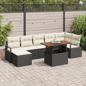 Conjunto de Sofá de Jardim vidaXL de 8 peças com Almofadas Pretas de R