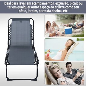 Espreguiçadeira de Jardim Dobrável e Ajustável com 4 Posições Espregui