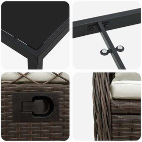 Conjunto de Jantar de Jardim 7 Peças Castanho em Rattan Sintético