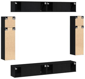 Conjunto de Armário de TV de 8 Peças Montado na Parede Carvalho Preto