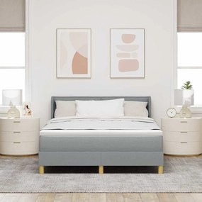 Cama Box com Colchão Cinza Claro, 140 x 200 cm, Tecido