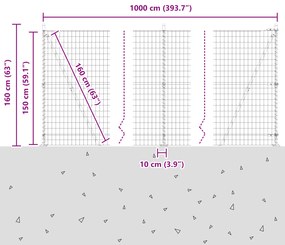 Cerca Euro da com 7 Postes Flangeados 1,5x10 m Aço Galvanizado