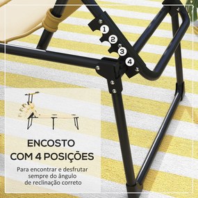 Espreguiçadeira Dobrável Espreguiçadeira de Jardim com Toldo Ajustável