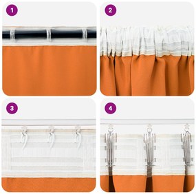 Cortinas opacas 2 pcs Laranja Brilhante 260 x 140 cm Poliéster