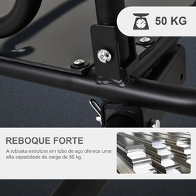 Reboque de bicicleta dobrável para carregamento de bagagem de 40kg com estrutura de aço leve e refletores 139x71,5x49 cm Preto