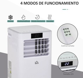 HOMCOM Ar Condicionador Portátil 4 em 1 Ventoinha Refrigerador e Desumidificador 2 Velocidades com Ecrã LED Controlo Remoto Silencioso 900W 38x35x70,5 cm Branco