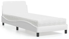 Cama com colchão 90x200 cm couro artificial branco