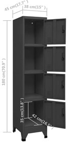 Cacifo 38x45x180 cm aço antracite