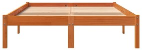 Estrutura de cama 140x190 cm madeira pinho maciça castanho cera
