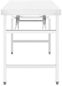 Mesa de trabalho de cozinha dobrável 120x60x80cm aço inoxidável