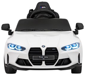 Carro elétrico para Crianças BMW M4 12V Rodas Espuma EVA, Assento couro ecológico Branco