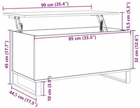 Mesa de centro 90x44,5x45 cm derivados de madeira madeira velha