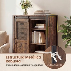 Armário de arrumação, estilo rústico 84 x 40 x 120 cm, com porta de correr, 5 gavetas e prateleiras ajustáveis ideal para casa de banho, sala de estar