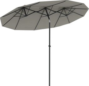 Outsunny Chapéu de Sol Duplo Chapéu de Sol de Jardim com Inclinação de 45° Manivela Estrutura de Aço 285x147x227cm Cinza | Aosom Portugal