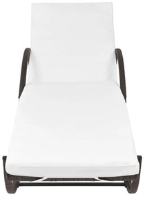 Espreguiçadeira com almofadão e mesa vime PE castanho