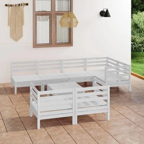 vidaXL 8 pcs conjunto lounge de jardim pinho maciço branco