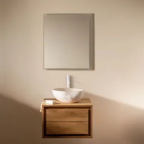 Conjunto De Móvel De Casa De Banho Em Madeira De Teca Jabari Madeira De Teca & Irregular Em Cimento Branco ↔︎40 Cm - Sklum