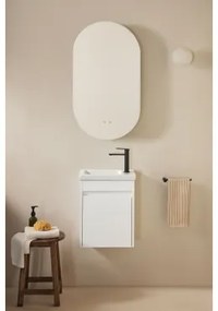 Conjunto De Móvel De Casa De Banho Suspenso Em Madeira Com Lavatório Integrado Narek Branco & Ovalado Com Armazenamento Preto 50x90 Cm Oricsa - Sklum