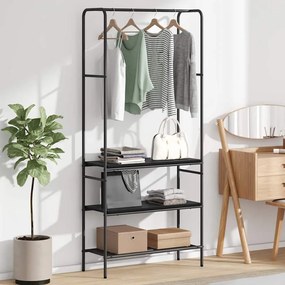 Suporte para Roupas com Prateleiras Carvalho preto