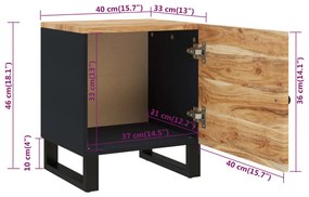 Mesa de cabeceira 40x33x46 cm madeira de acácia maciça