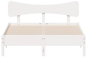 Cama sem colchão 140x200 cm madeira de pinho maciça branco