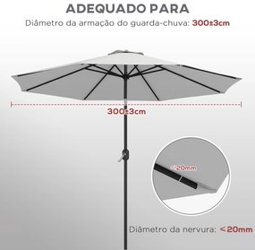 Toldo de Substituição para Chapéu de Sol de 3 m com Ventilação Superior para Exterior Jardim Pátio Piscina Branco