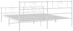Estrutura de cama com cabeceira e pés 200x200 cm metal branco