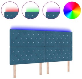 Cabeceira LED azul escuro de 90 cm em veludo