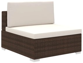 8 pcs conjunto lounge jardim c/ almofadões vime PE castanho