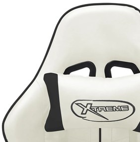 Cadeira de gaming couro artificial branco e preto