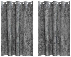Cortinas de Veludo 2 peças com Ilhós Cinza 175x140 cm