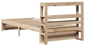 Estrutura de cama com cabeceira 90x200 cm pinho maciço
