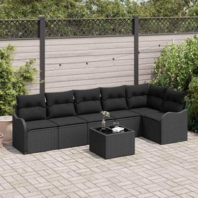 vidaXL Conjunto de Sofá de Jardim 7 pcs Preto vime PE
