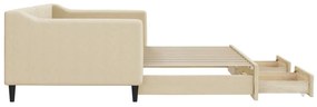 Sofá-cama com gavetão e gavetas 90x200 cm tecido cor creme