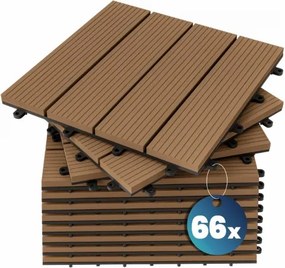 Conjunto de 66 unidades Ladrilhos compostos para terraços, 30 x 30 cm terracota