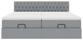 Estrutura de cama otomana com colchões tecido cinzento claro