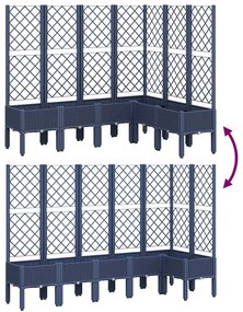Vaso/floreira de jardim c/ treliça 160x120x142 cm PP cinzento azul