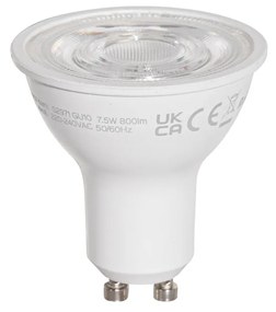 Conjunto de 5 lâmpadas LED GU10 50mm transparentes 7,5W 800 lm 3000K