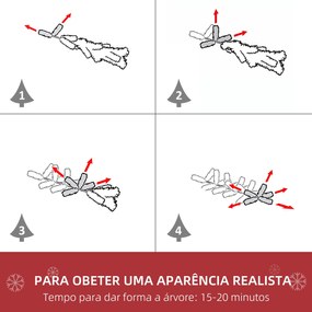 HOMCOM Árvore de Natal Artificial 120cm com Neve Ignífugo com 200 Ramo